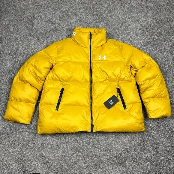 Under Armour Womens Down Puffer Full Zip Hooded Jacket Mustard Sz L 1373443-782 - Picture 7 of 16